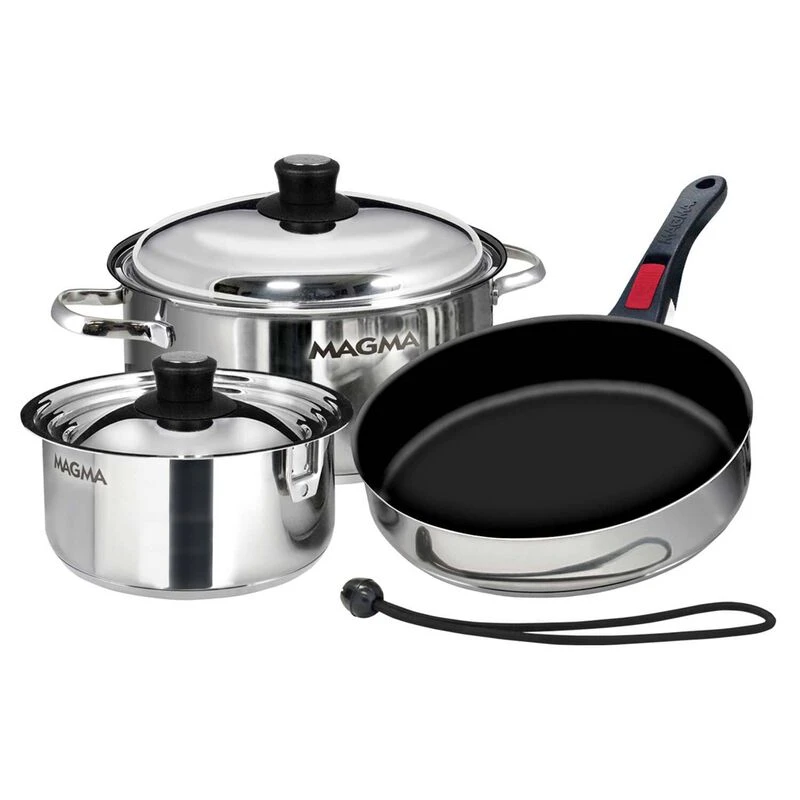 MAGMA Professional Series Gourmet Nesting 7-Piece Stainless Steel Induction Cookware Set with Ceramica® Non-Stick 1 MAGMA Professional Series Gourmet Nesting 7-Piece Stainless Steel Induction Cookware Set with Ceramica® Non-Stick