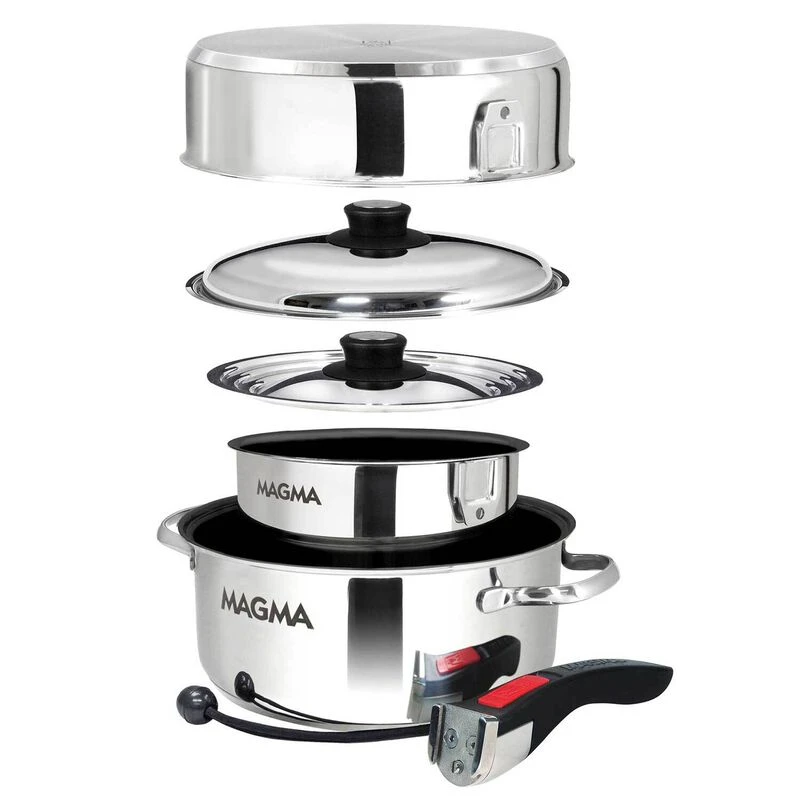 MAGMA Professional Series Gourmet Nesting 7-Piece Stainless Steel Induction Cookware Set with Ceramica® Non-Stick 2 MAGMA Professional Series Gourmet Nesting 7-Piece Stainless Steel Induction Cookware Set with Ceramica® Non-Stick - Image 2
